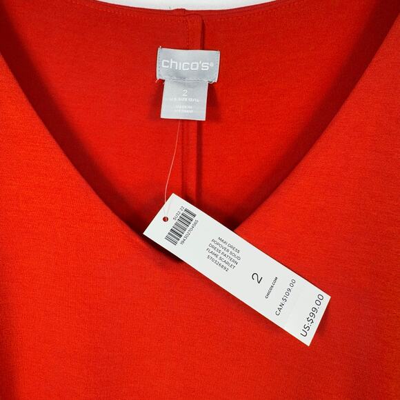 Chicos Womens Sleeveless Twofer Layer Midi Dress Size 12 / 14 Red - Picture 4 of 14